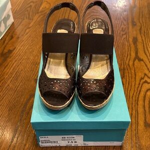 Shiny Bonze Cork Wedge Sandals